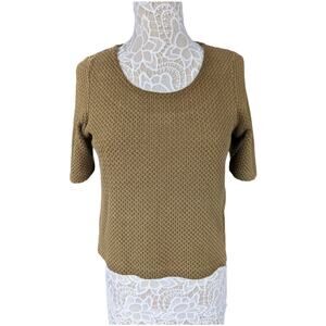 Anthropologie Postage Stamp Green Zipper Side Top M